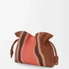Medium Flamenco clutch Landscape in nappa calfskin Pecan/Parrot Pink