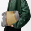 Medium Flamenco clutch Landscape in nappa calfskin Sparkling Grey/Butter