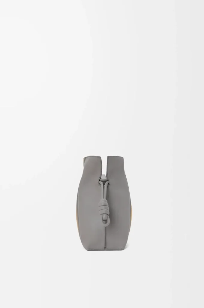 Medium Flamenco clutch Landscape in nappa calfskin Sparkling Grey/Butter