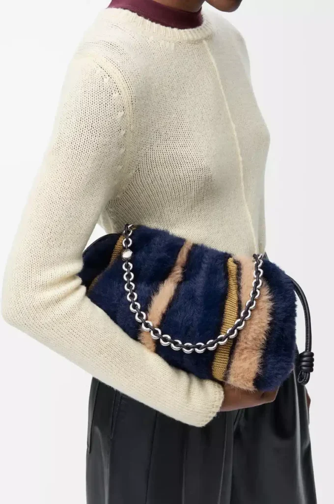 Medium Flamenco purse in jacquard knit Multicolor Deep Navy