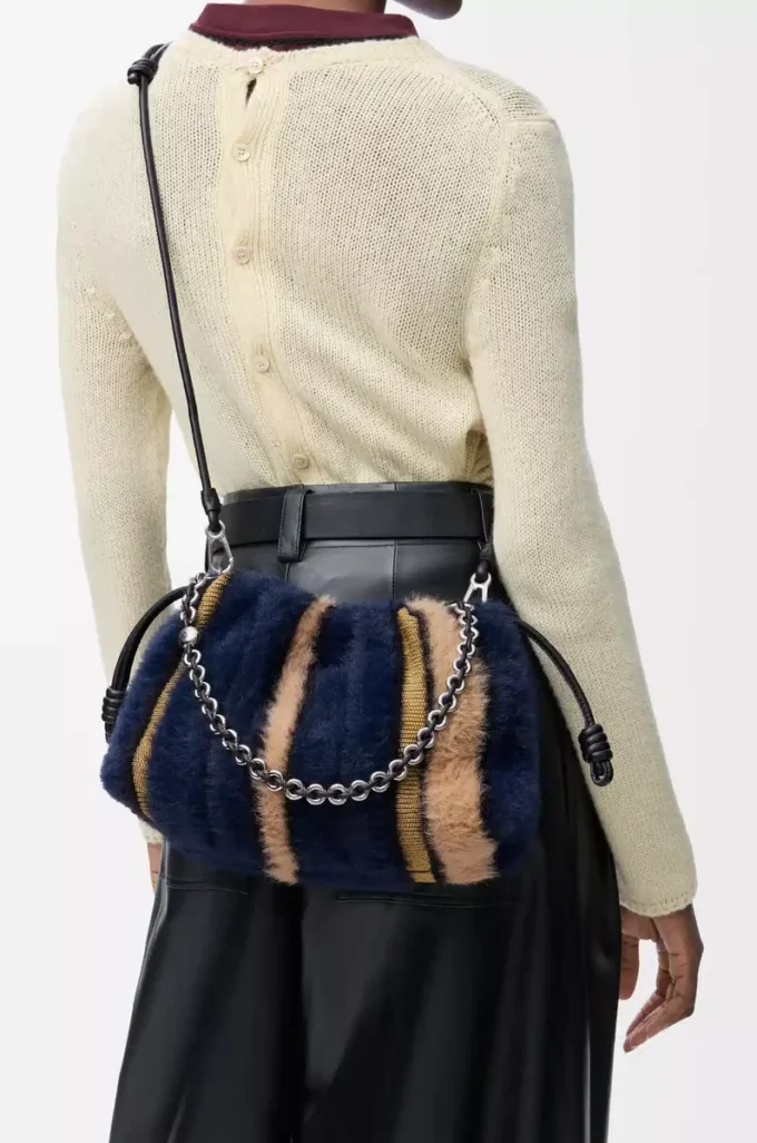 Medium Flamenco purse in jacquard knit Multicolor Deep Navy