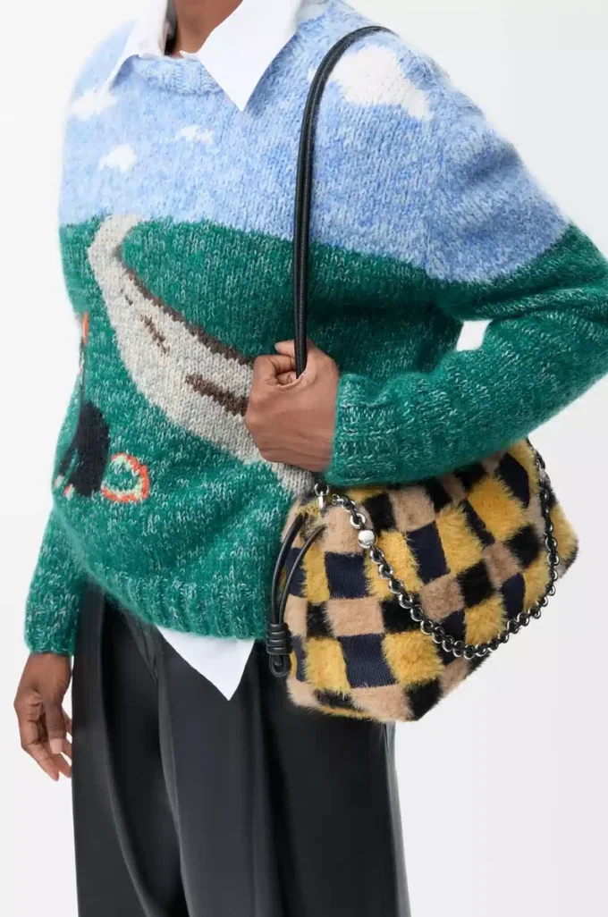 Medium Flamenco purse in jacquard knit Multicolor Deep Navy