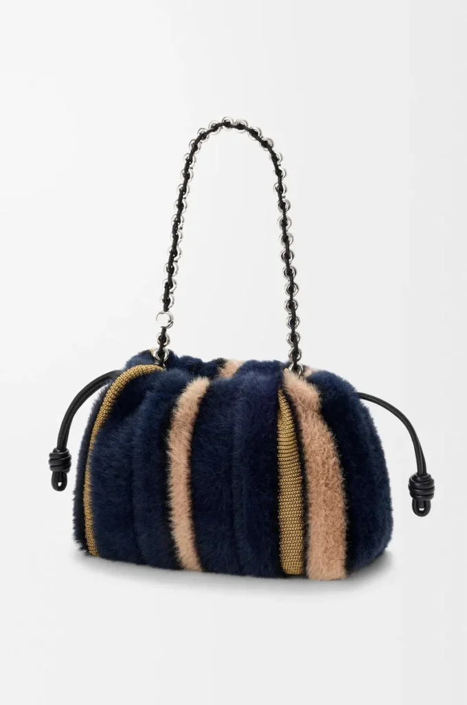 Medium Flamenco purse in jacquard knit Multicolor Deep Navy