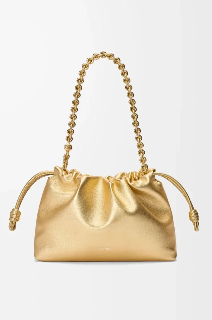 Medium Flamenco purse in laminated lambskin Gold