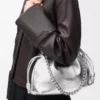 Medium Flamenco purse in laminated lambskin Silver