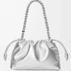 Medium Flamenco purse in laminated lambskin Silver
