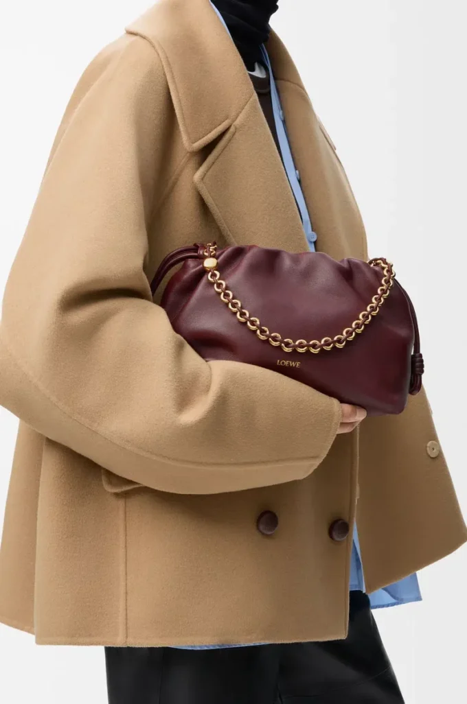 Medium Flamenco purse in mellow nappa lambskin Dark Burgundy