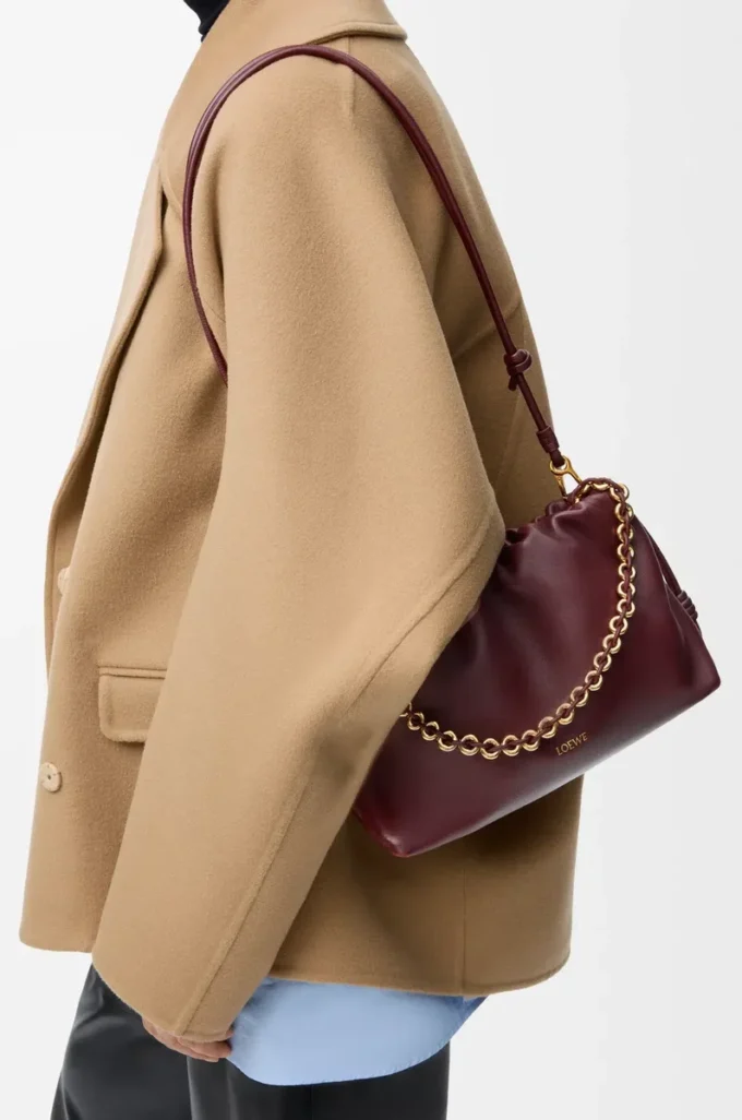 Medium Flamenco purse in mellow nappa lambskin Dark Burgundy