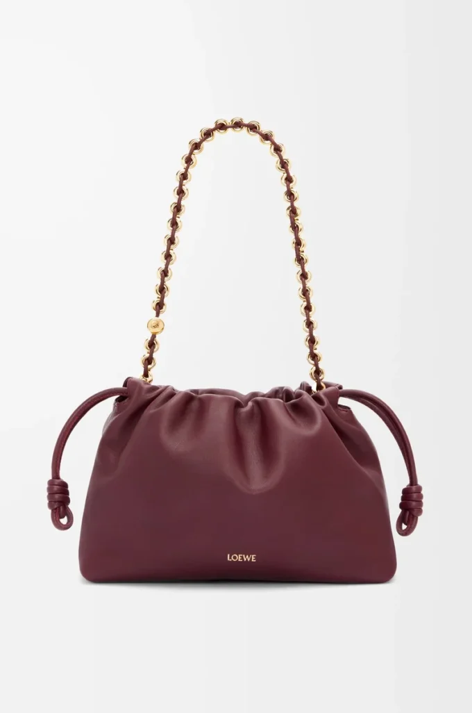 Medium Flamenco purse in mellow nappa lambskin Dark Burgundy