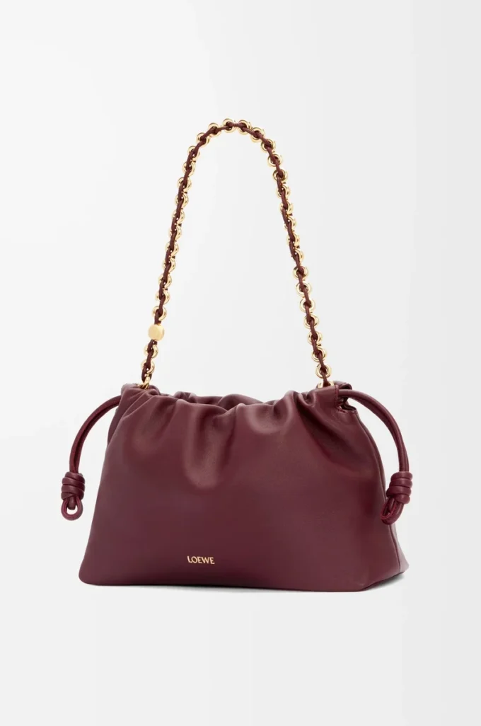Medium Flamenco purse in mellow nappa lambskin Dark Burgundy