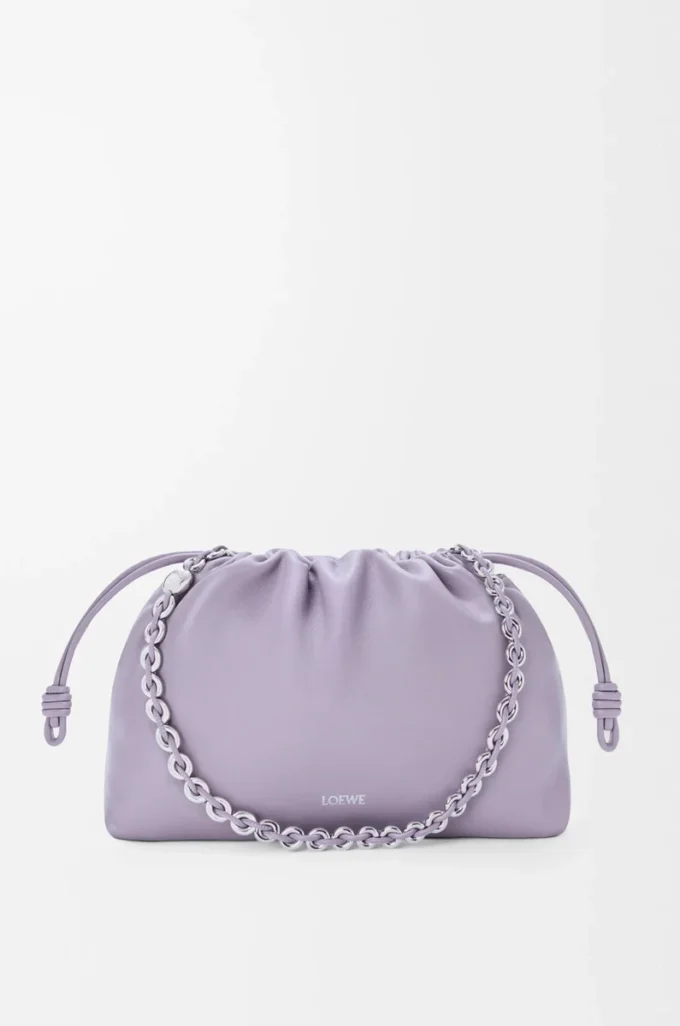 Medium Flamenco purse in mellow nappa lambskin Dirty Mauve