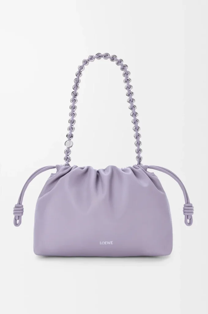 Medium Flamenco purse in mellow nappa lambskin Dirty Mauve