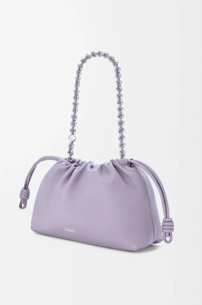 Medium Flamenco purse in mellow nappa lambskin Dirty Mauve
