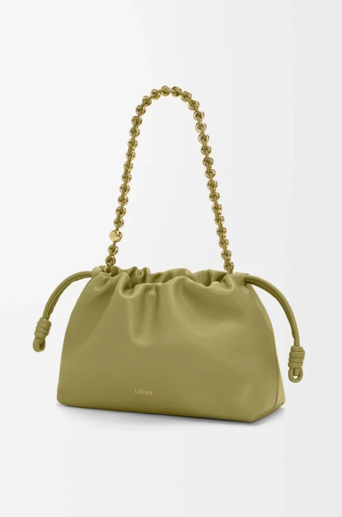 Medium Flamenco purse in mellow nappa lambskin Light Moss