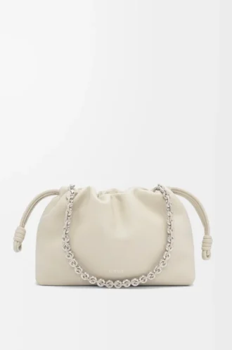 Medium Flamenco purse in mellow nappa lambskin Sea Salt
