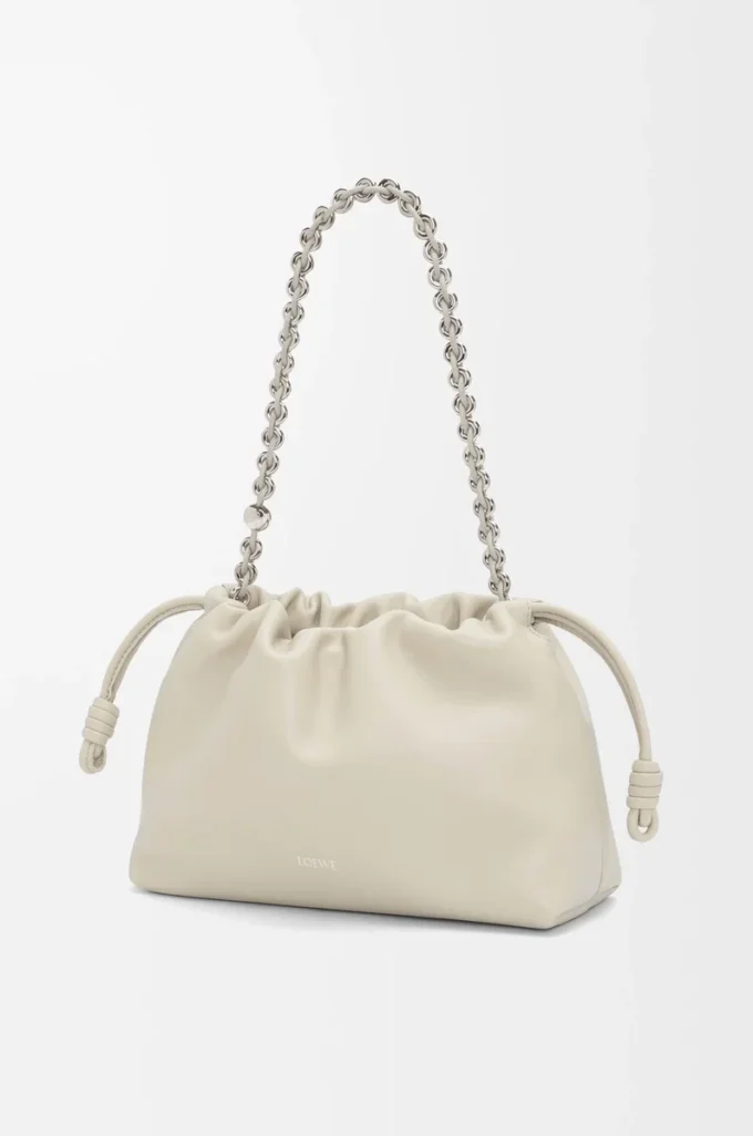 Medium Flamenco purse in mellow nappa lambskin Sea Salt