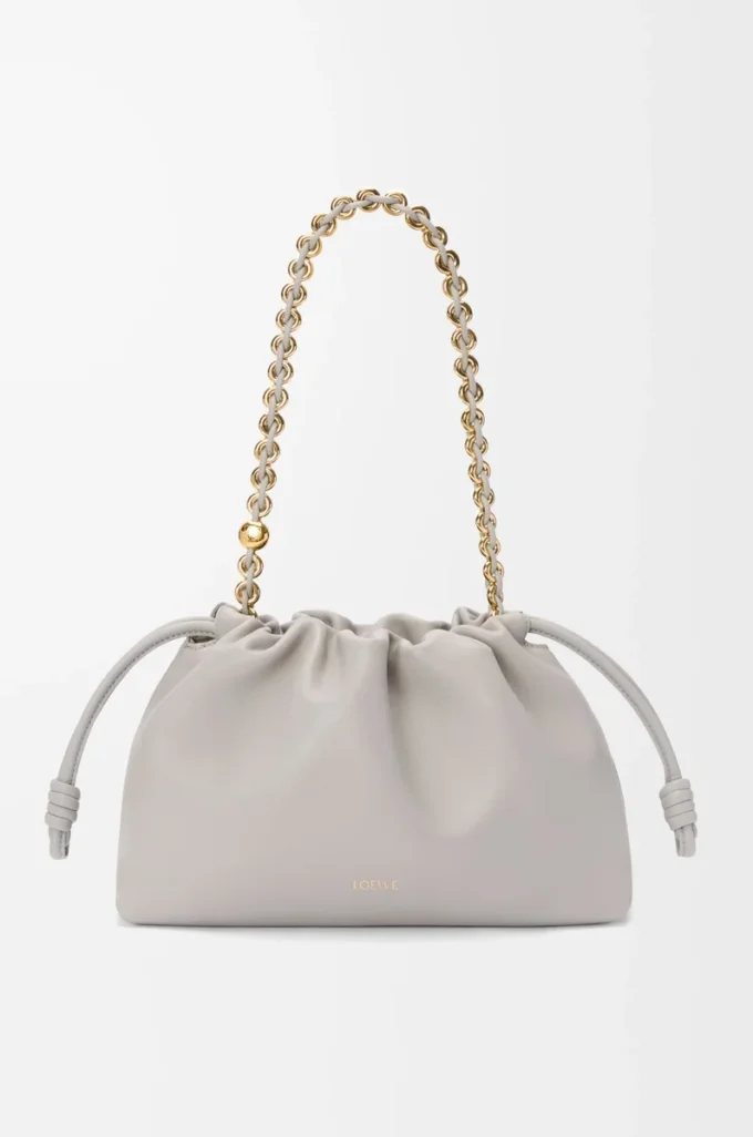 Medium Flamenco purse in mellow nappa lambskin Shell Grey