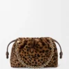 Medium Flamenco purse in printed shearling Beige/Brown