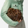 Medium Flamenco purse in printed shearling Beige/Brown