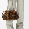Medium Flamenco purse in printed shearling Beige/Brown