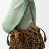 Medium Flamenco purse in printed shearling Beige/Brown