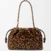 Medium Flamenco purse in printed shearling Beige/Brown