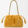 Medium Flamenco purse in shearling Yellow