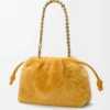 Medium Flamenco purse in shearling Yellow