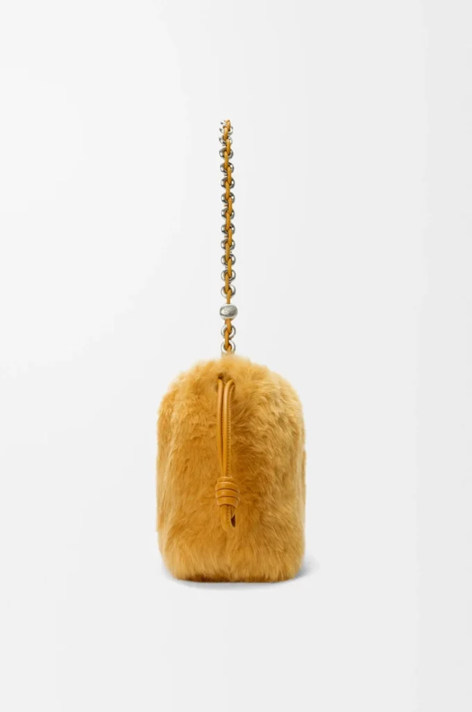 Medium Flamenco purse in shearling Yellow