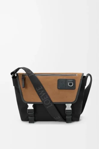 Medium Flex messenger in canvas and suede Black/Dark Gold