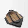 Medium horizontal Puzzle Fold tote in soft grained calfskin Black