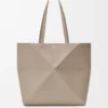 Medium horizontal Puzzle Fold tote in soft grained calfskin Clay