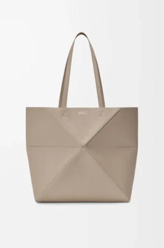Medium horizontal Puzzle Fold tote in soft grained calfskin Clay
