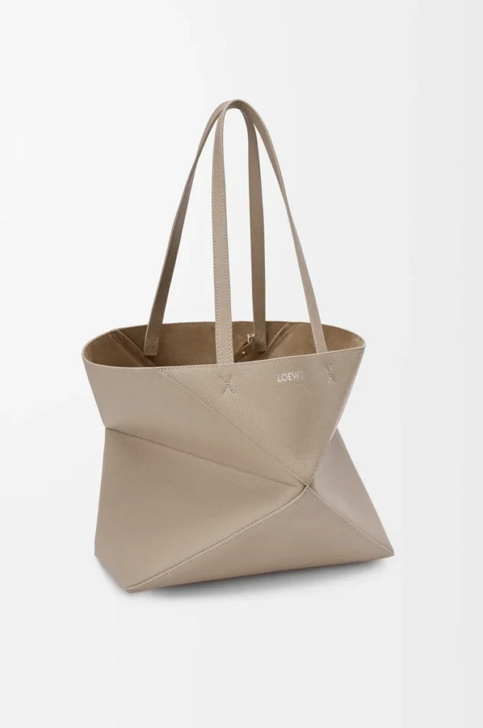 Medium horizontal Puzzle Fold tote in soft grained calfskin Clay