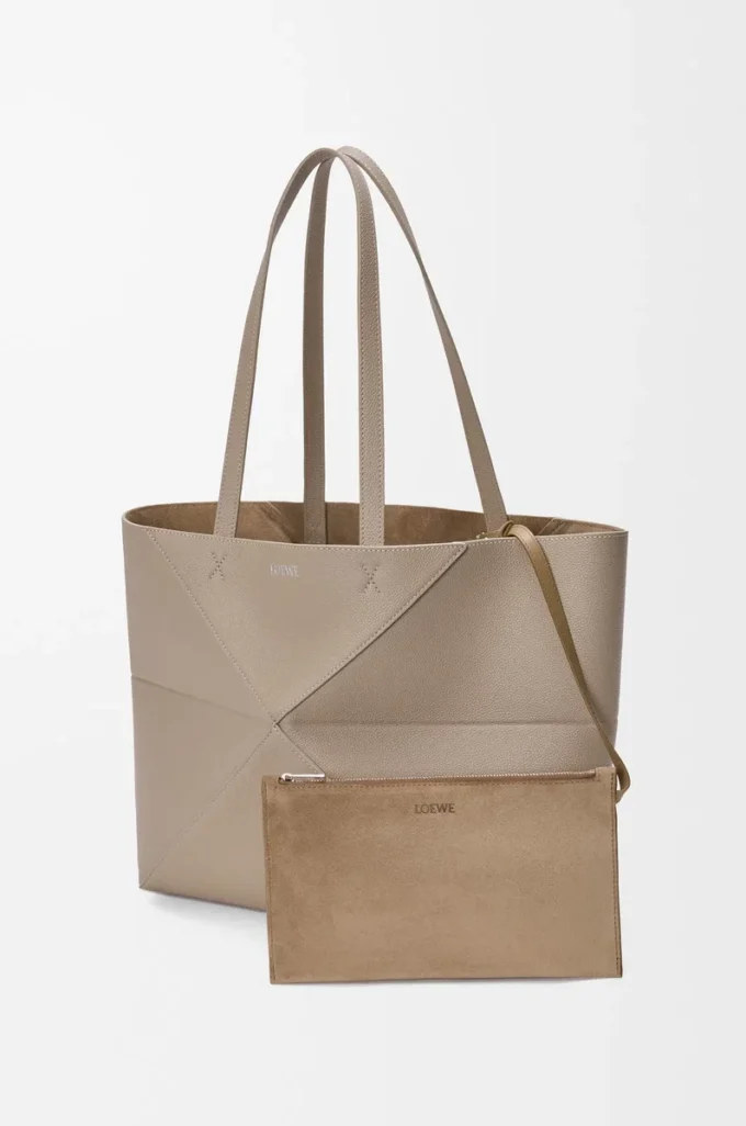 Medium horizontal Puzzle Fold tote in soft grained calfskin Clay