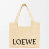 Medium LOEWE Font tote in raffia Natural