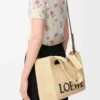 Medium LOEWE Font tote in raffia Natural