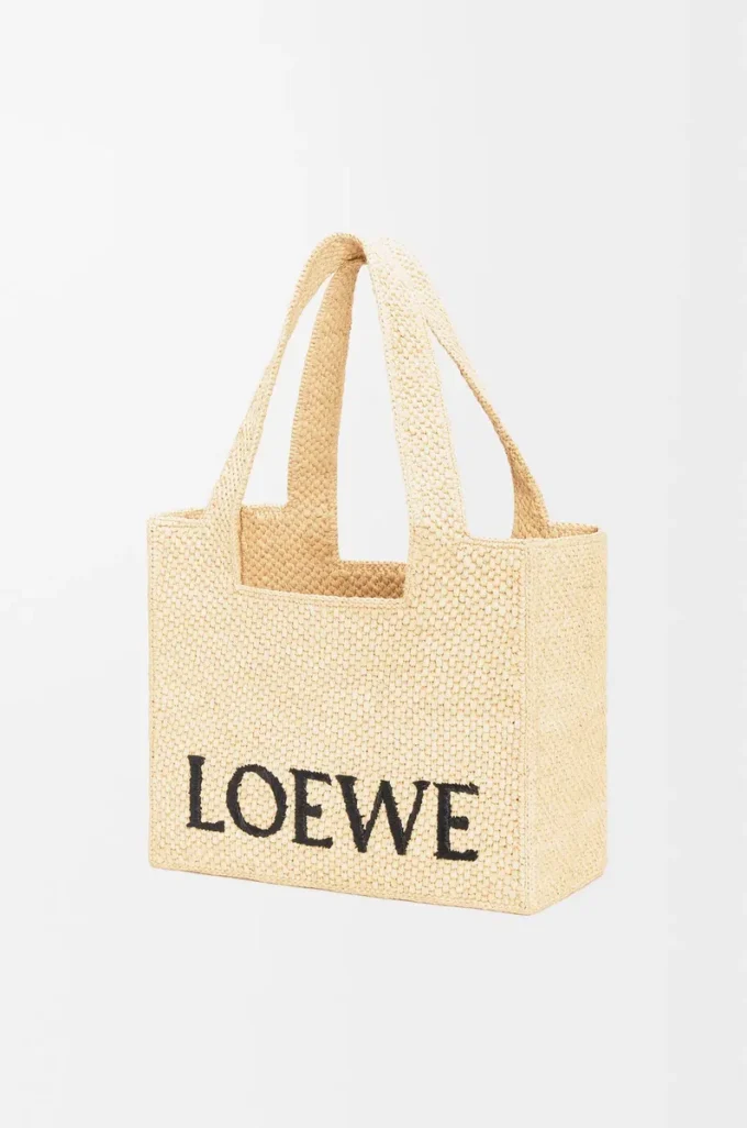 Medium LOEWE Font tote in raffia Natural