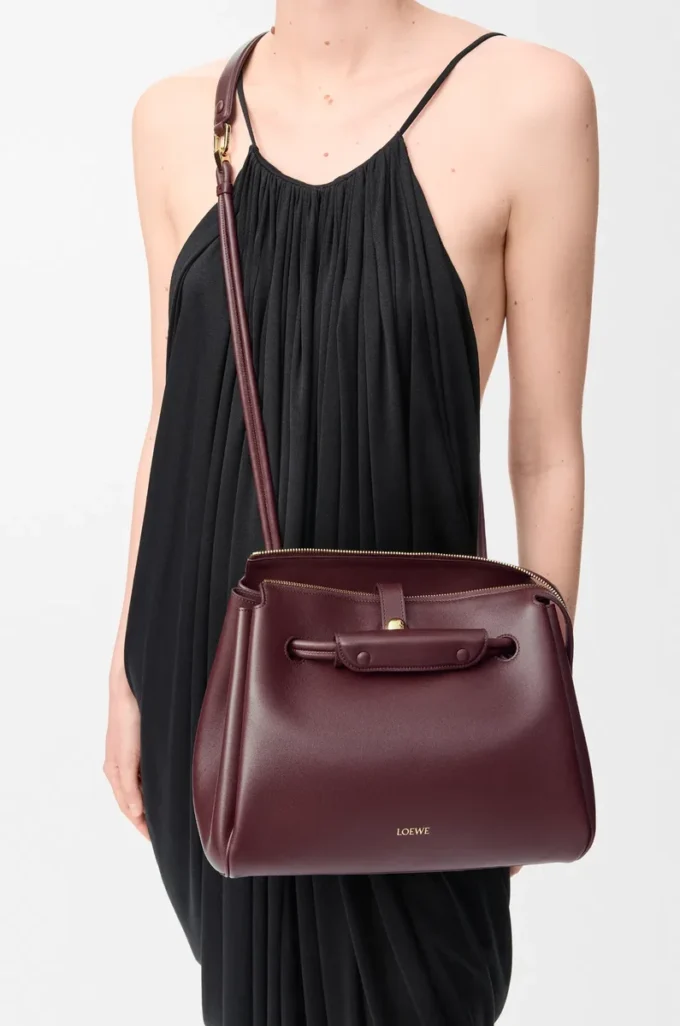 Medium Madrid bag in supple calfskin Dark Burgundy