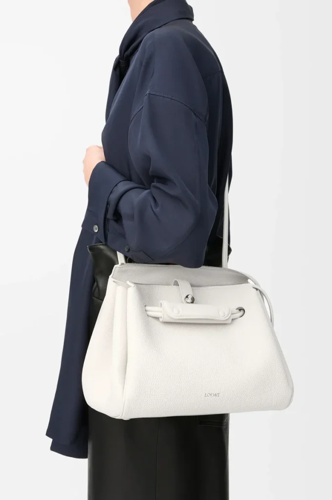 Medium Madrid bag in supple grained calfskin Soft White