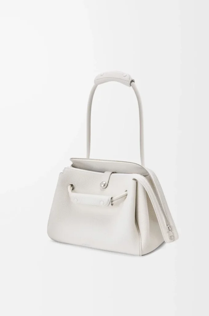 Medium Madrid bag in supple grained calfskin Soft White