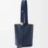Medium Pebble bucket in smooth calfskin Abyss Blue