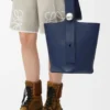 Medium Pebble bucket in smooth calfskin Abyss Blue