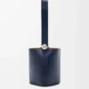 Medium Pebble bucket in smooth calfskin Abyss Blue
