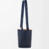 Medium Pebble bucket in smooth calfskin Abyss Blue