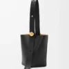 Medium Pebble bucket in smooth calfskin Black