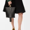 Medium Pebble bucket in smooth calfskin Black