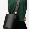 Medium Pebble bucket in smooth calfskin Black
