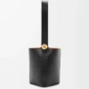 Medium Pebble bucket in smooth calfskin Black