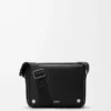 Medium Pebble messenger bag in smooth calfskin Black